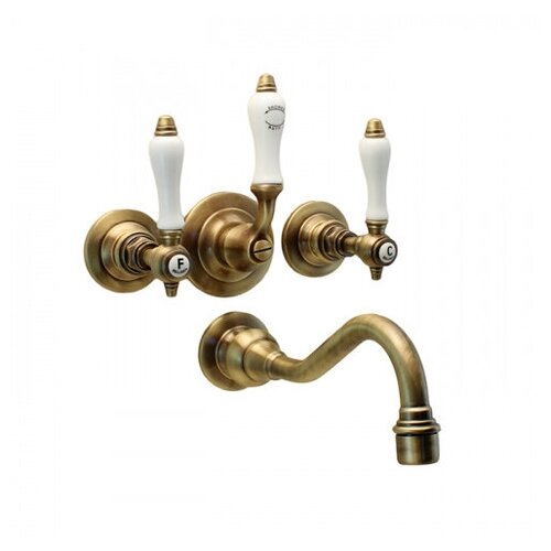 Смеситель для ванны встроенный в стену на 4 отверстия BELLOSTA EDWARD LEVER 04-0800/2/L золото