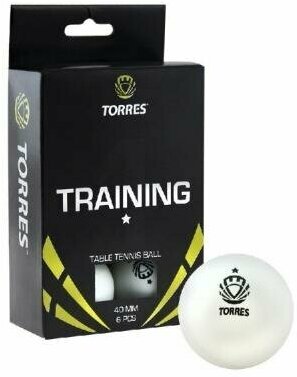 Мяч для настольного тенниса TORRES Training 1 6 штук в упаковке белый