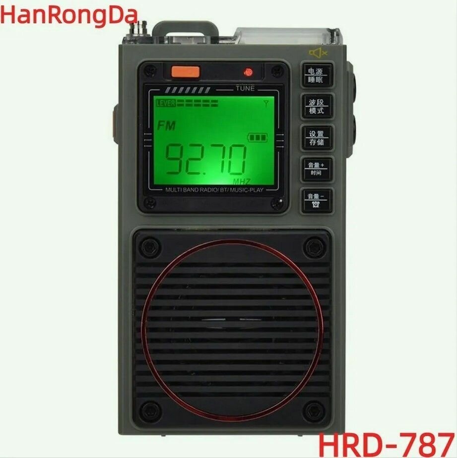 Портативный всеволновой цифровой мини радиоприемник HanRongDa HRD-787 AIR для походов рыбалки и отдыха