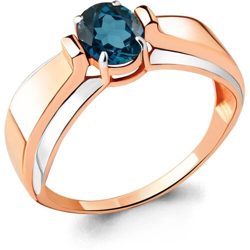 фото Кольцо diamant online, серебро, 925 проба, золочение, лондон топаз, размер 18.5