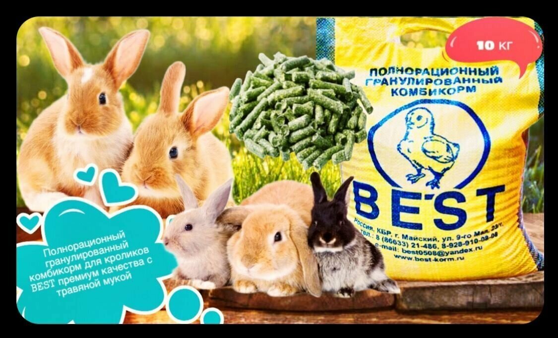 Комбикорм для кроликов с травяной мукой BEST - фотография № 1