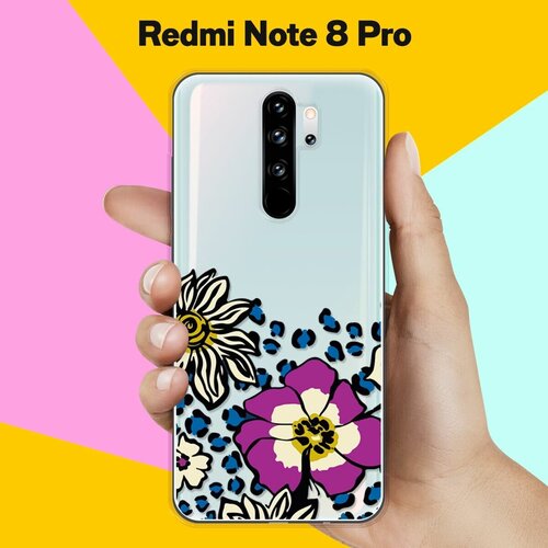 Силиконовый чехол Цветы с узором на Xiaomi Redmi Note 8 Pro