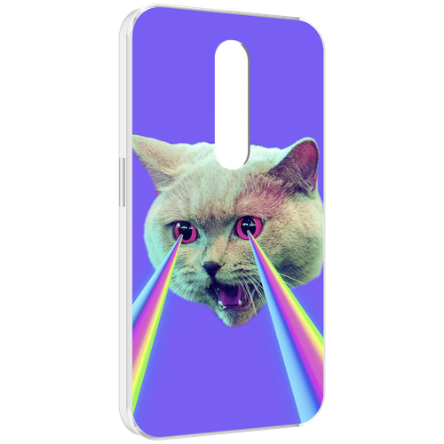 Чехол MyPads кот с радугой в глазах для Motorola Moto X Force (XT1585 / XT1581) задняя-панель-накладка-бампер