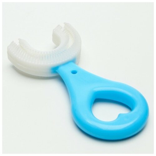 Детская зубная щётка-прорезыватель U-образная для малышей от 3 месяцев (силиконовый грызунок массажёр для зубов и дёсен в виде капы), с нескользящей ручкой, цвет голубой 5 шт детская силиконовая зубная щётка с ручкой