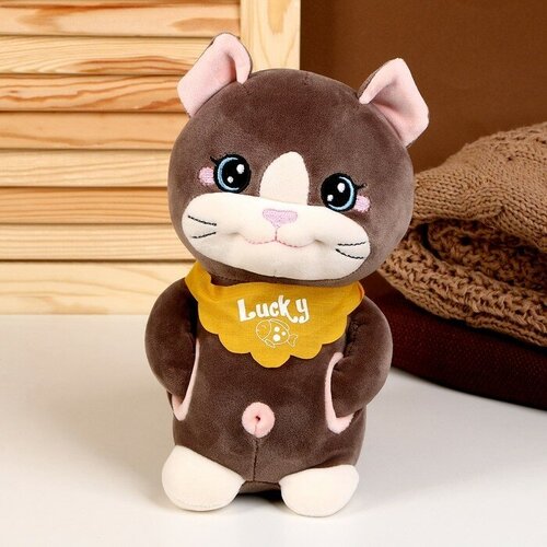 фото Мягкая игрушка "кот" с карманами, 24 см, цвет темно-серый 9483068 .