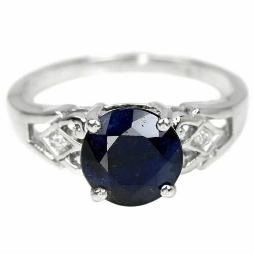 Кольцо помолвочное, серебро, 925 проба, корунд, размер 17, синий, серебряный