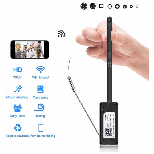 Мини WIFI Камера Шнурок с насадками просомтр с телефона Мини камера глазок на шлейфе Камера для дома Камера для смартфона Бесплатное приложение 629000₽
