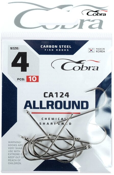 Крючки Cobra ALLROUND, серия CA124, № 4, 10 шт. 4360101