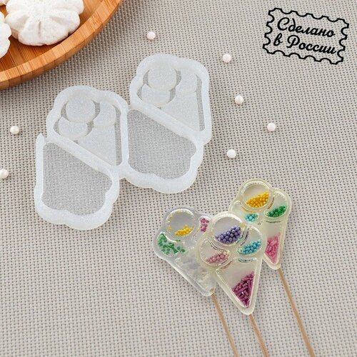 Силиконовый молд для леденцов и шоколада Мороженое погремушка 64 см цвет прозрачный 901₽