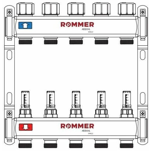 Коллектор ROMMER из нержавеющей стали с расходомерами 6 вых. (RMS-1200-000006)