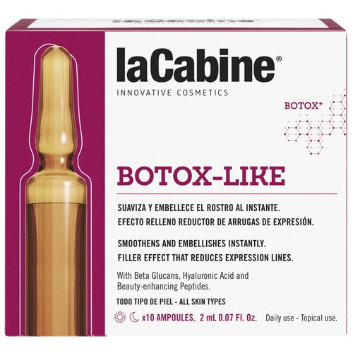 LaCabine Botox Like Концентрированная сыворотка в ампулах с эффектом ботокса для лица, 20 мл, 10 шт. концентрированная сыворотка в ампулах с эффектом ботокса 10 х 2 мл lacabine botox like ampoules 10 шт