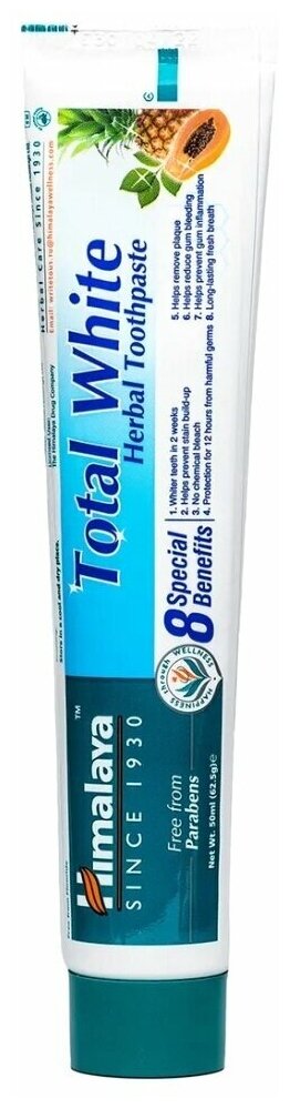 Паста Himalaya (Хималая) зубная отбеливающий уход Total White 50 г GCSCI L.L.C - фото №12