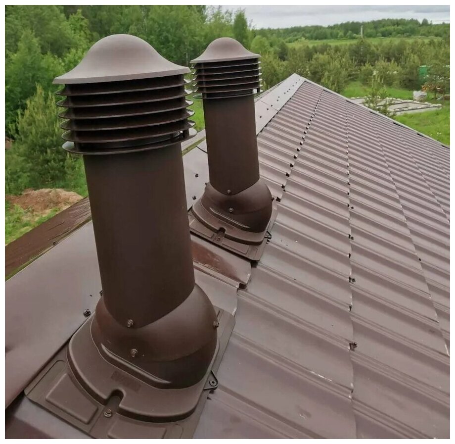 Вентиляционный выход универсальный 110 мм., для кровли крыши из профнастила и металлочерепицы, утепленный, Viotto RAL 8017 коричневый - фотография № 4