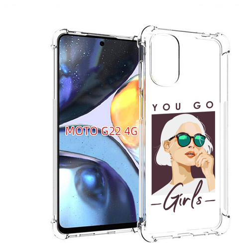 Чехол MyPads Девушка-в-очках-с-белыми-волосами женский для Motorola Moto G22 4G задняя-панель-накладка-бампер