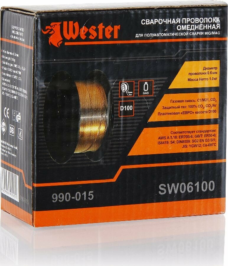 Проволока сварочная Wester SW 06100, катушка Ф 100 мм
