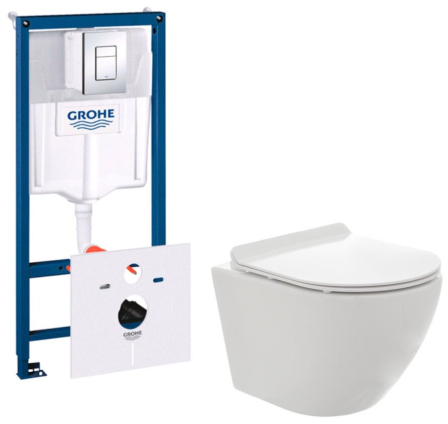 Комплект инсталляция Grohe Rapid SL с безободковым унитазом AQUAME с сиденьем SoftClose AQM2002775