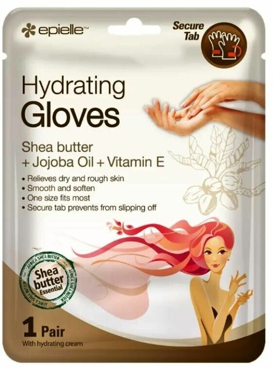 Увлажняющие женские перчатки маска Epielle Hydrating Gloves Shea Butter, Jojoba & Vitamin E