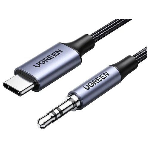 Аксессуар Ugreen CM450 USB Type-C Male - 3.5mm Male Audio Cable with Chip 1m Black 20192 papri mps qr 11r diy audio cable rhodium plated connector rca plug 99 99997% occ wire for dac male to male signal line subwoofer