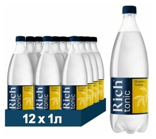 Газированный напиток Rich Индиан Тоник (Schweppes Indian Tonic) 1Л. х 12 шт. - фотография № 2