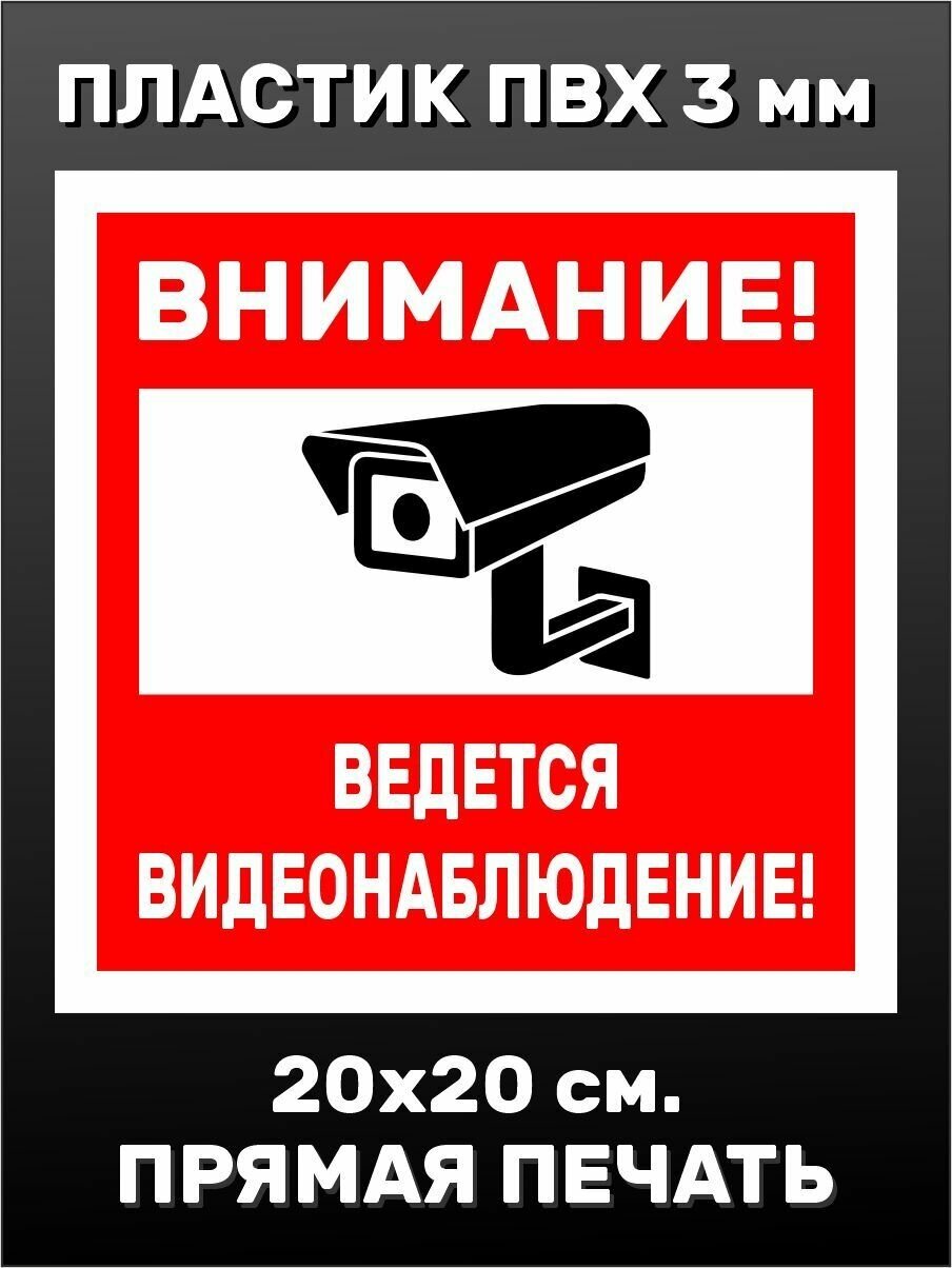 Информационная табличка на дверь - Видеонаблюдение 20х20см