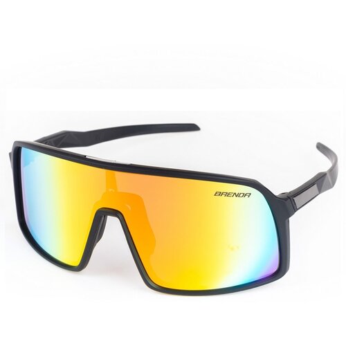 Солнцезащитные очки BRENDA, монолинза, ударопрочные, спортивные, поляризационные, с защитой от УФ, зеркальные, устойчивые к появлению царапин, черный/черный