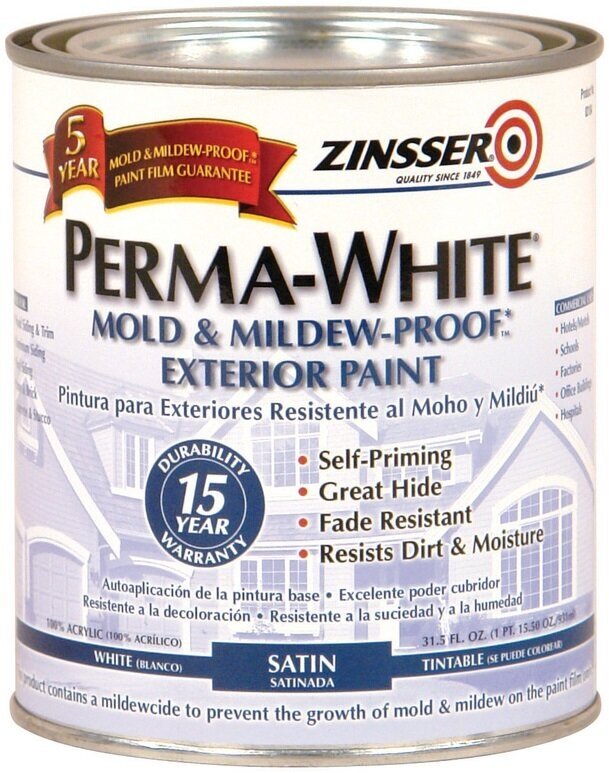 ZINSSER Perma-White Краска фасадная самогрунтующаяся, белый матовый (0,946л) ВНП