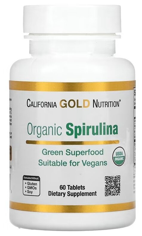 California Gold Nutrition Organic Spirulina таб., 500 мг, 50 г, 60 шт.