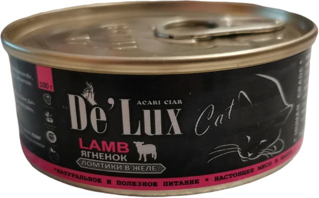 DeLux Cat Human Grade Ягненок, ломтики в желе, 100гр - фотография № 1