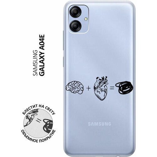 Силиконовый чехол на Samsung Galaxy A04e / Самсунг А04е с 3D принтом Brain Plus Heart прозрачный матовый soft touch силиконовый чехол на samsung galaxy a04e самсунг а04е с 3d принтом brain plus heart w черный