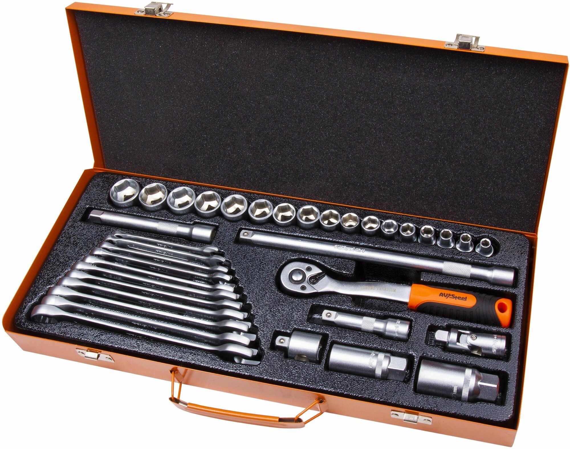Набор инструментов для автомобиля в чемодане "AV Steel" 36 предм. 3/8" профессион. в мет. кейсе