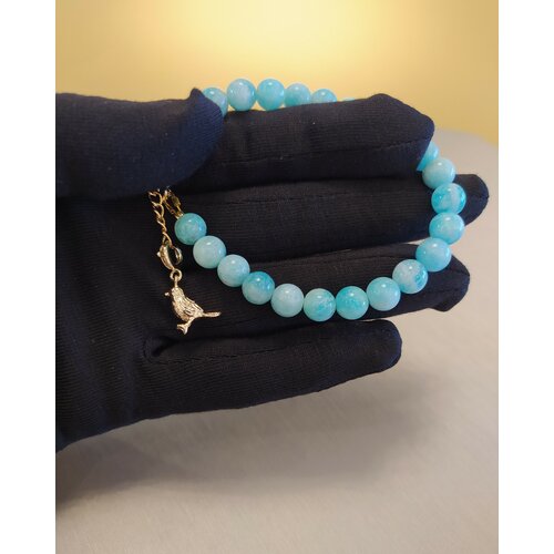 COOLSTONE Браслет GOLDEN BIRD дизайнерский премиум из натурального Амазонита в позолоте, ручная работа