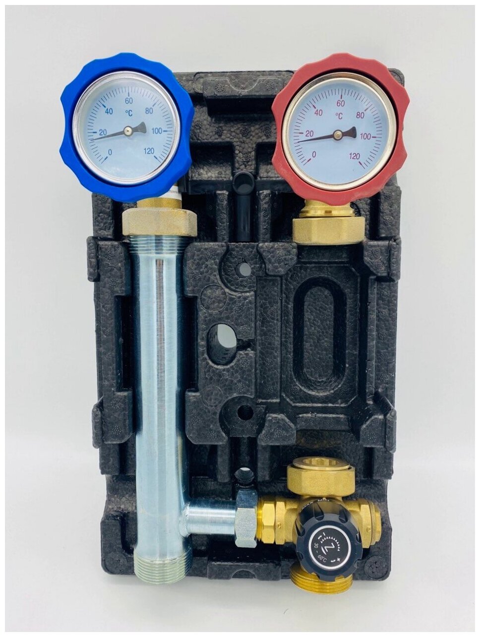 Насосная группа быстрого монтажа с трёхходовым термостатическим смесительным клапаном без насоса ZEISSLER арт. NG-TK-0101