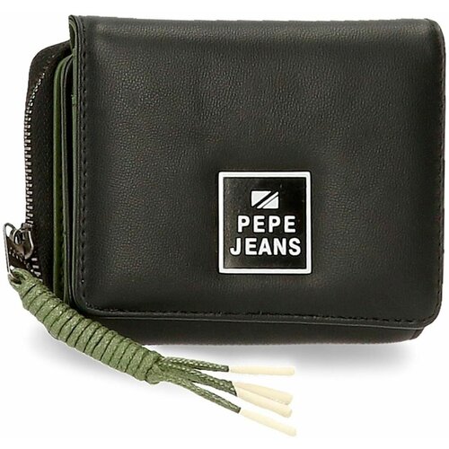 Кошелек Pepe Jeans, зернистая фактура, на молнии, отделение для карт, черный