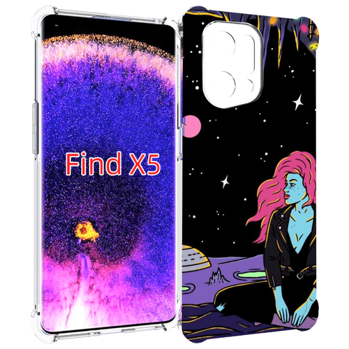 Чехол MyPads девушка с красными волосами в космосе женский для Oppo Find X5 задняя-панель-накладка-бампер