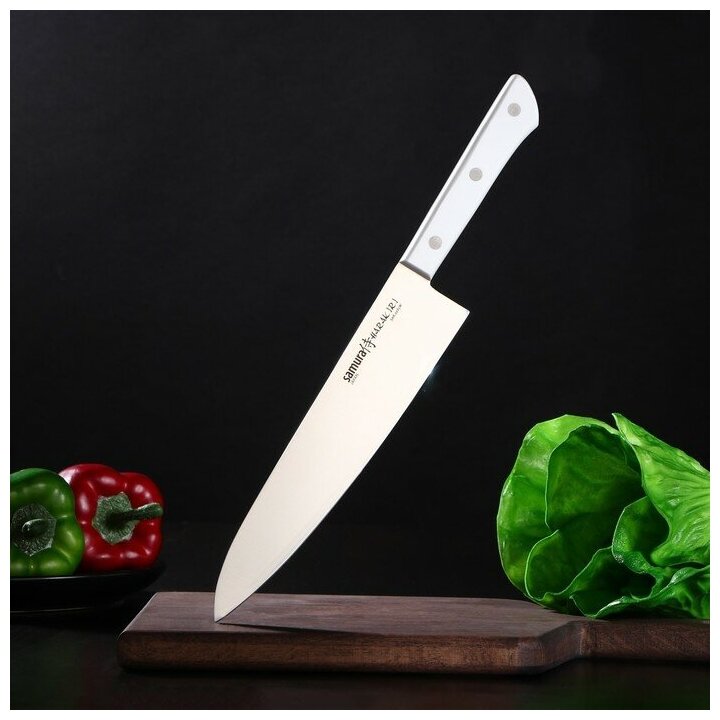 Нож Samura Harakiri Шеф, 20,8 см, корроз.-стойкая сталь, ABS пластик - фото №7
