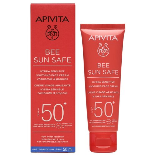 APIVITA БИ САН сэйф Солнцезащитный свежий успокаивающий крем для чувствительной кожи лица SPF50+, 50 мл