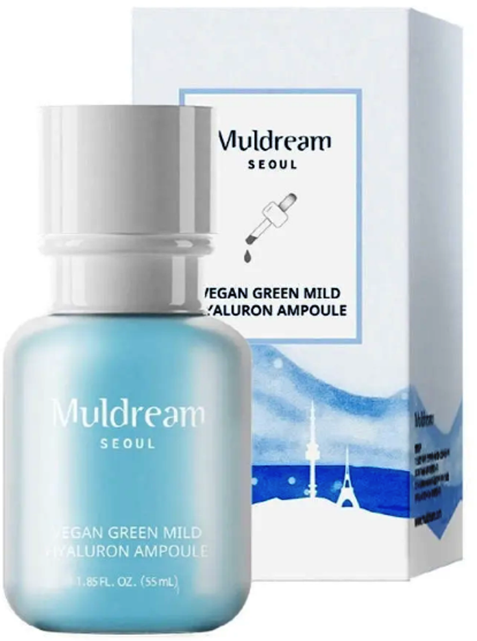 Muldream Ампульная сыворотка для лица увлажняющая с гиалуроновой кислотой, веганская, Vegan Green Mild Hyaluron Ampoule, 55мл