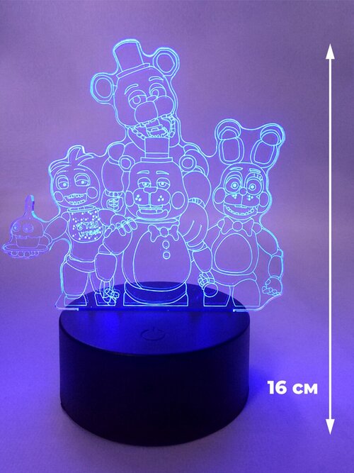 Настольный 3D ночник фнаф аниматроники Пять ночей у Фредди usb 7 цветов 16 см