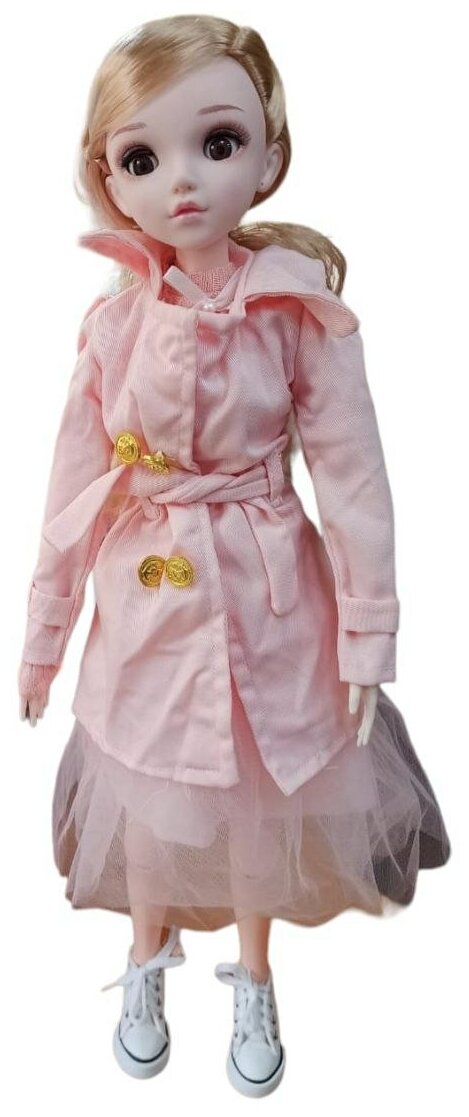 Кукла в розовом пальто шарнирная 60 см