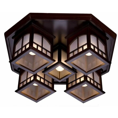 LVK X 313/5 BRN люстра дерево D54H16 5хЕ27х60W