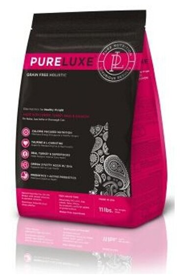 Сухой корм для кошек PureLuxe беззерновой, профилактика избыточного веса, с лососем, с индейкой 400 г - фотография № 2