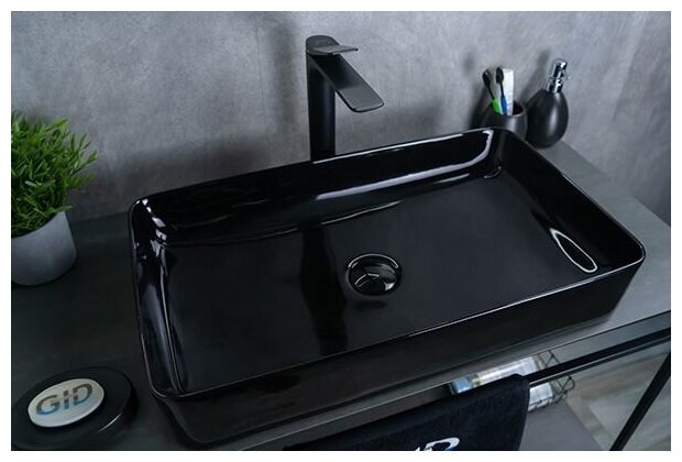 Накладная черная раковина для ванной Gid BM9396 - фотография № 4