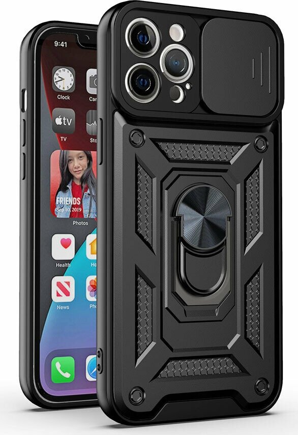 Чехол противоударный для Apple iPhone 12 Pro Max / Айфон 12 Про Макс с защитой камеры armors (Черный)