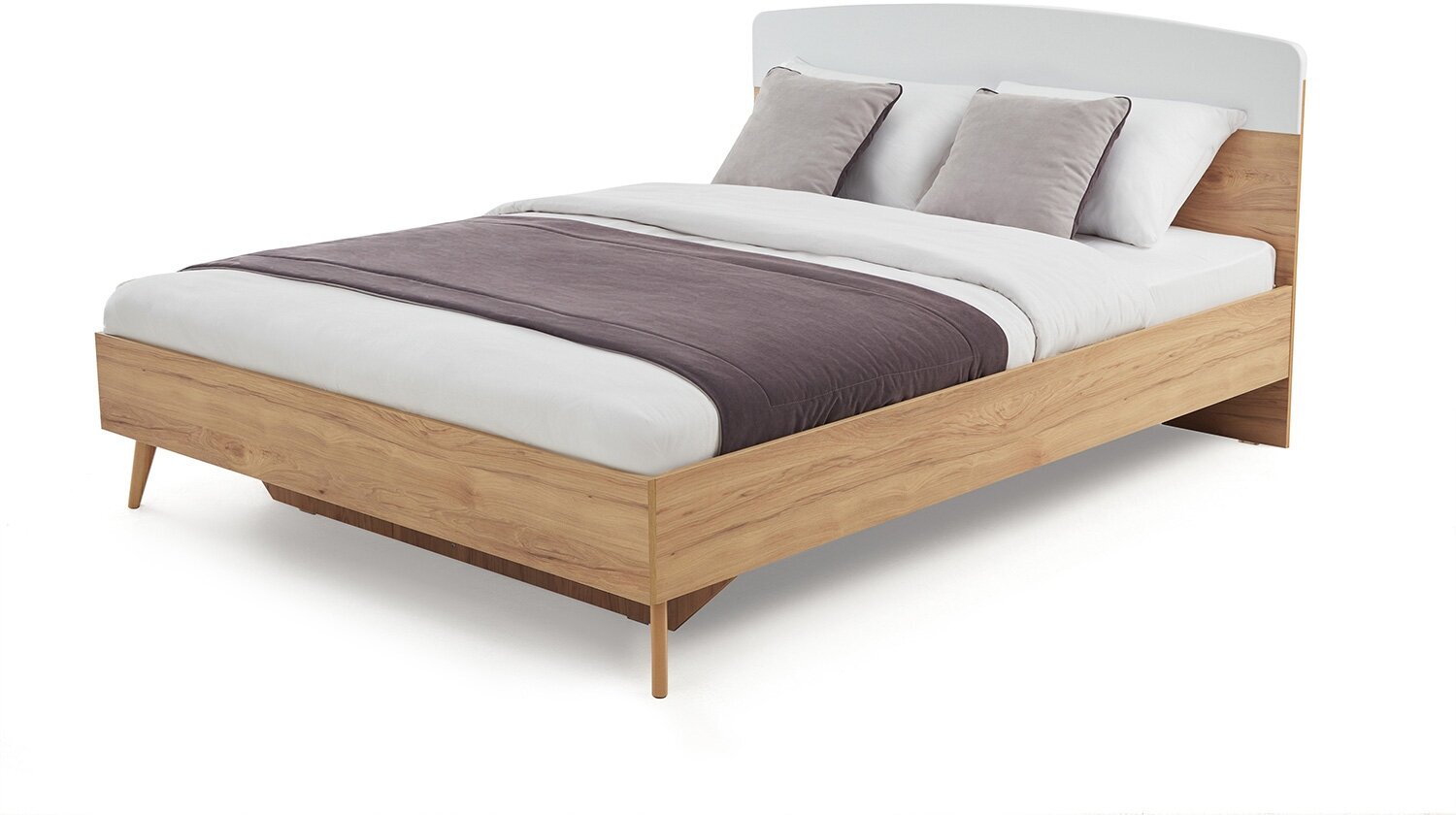 Кровать без подъёмного механизма SCANDICA Хортен, 144х97х205,5, цвет дуб натуральный светлый/ бланж