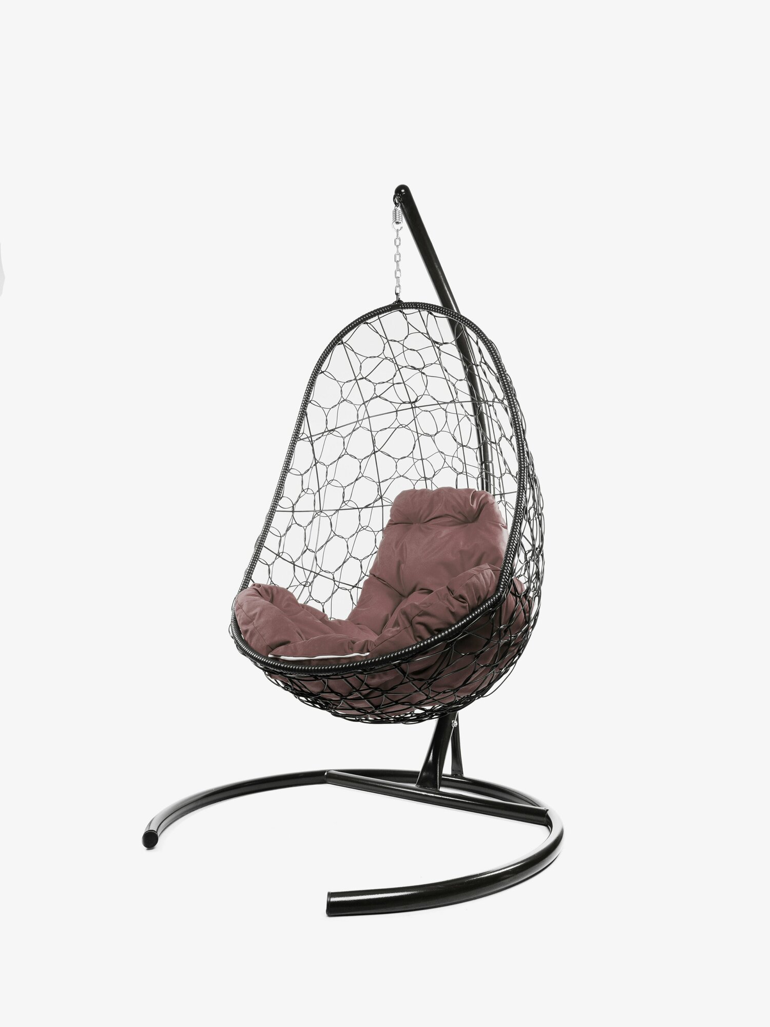 Подвесное кресло ротанг коричневое, коричневая подушка - фотография № 4