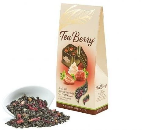 Чай зеленый листовой Tea Berry "Зеленый земляничный со сливками" 100гр - фотография № 6