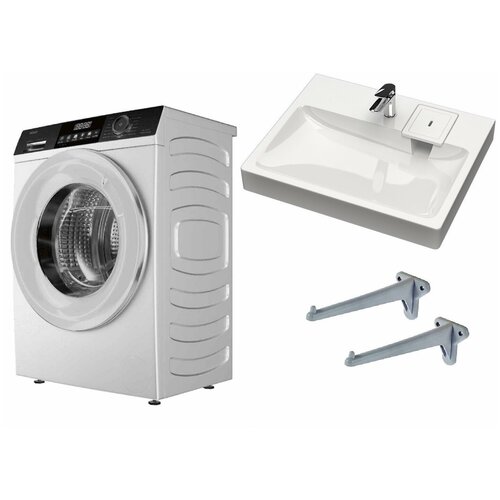 Стиральная машина Haier HW65-BP129302B с раковиной Стайл 50 над стиральной машиной 5245000₽