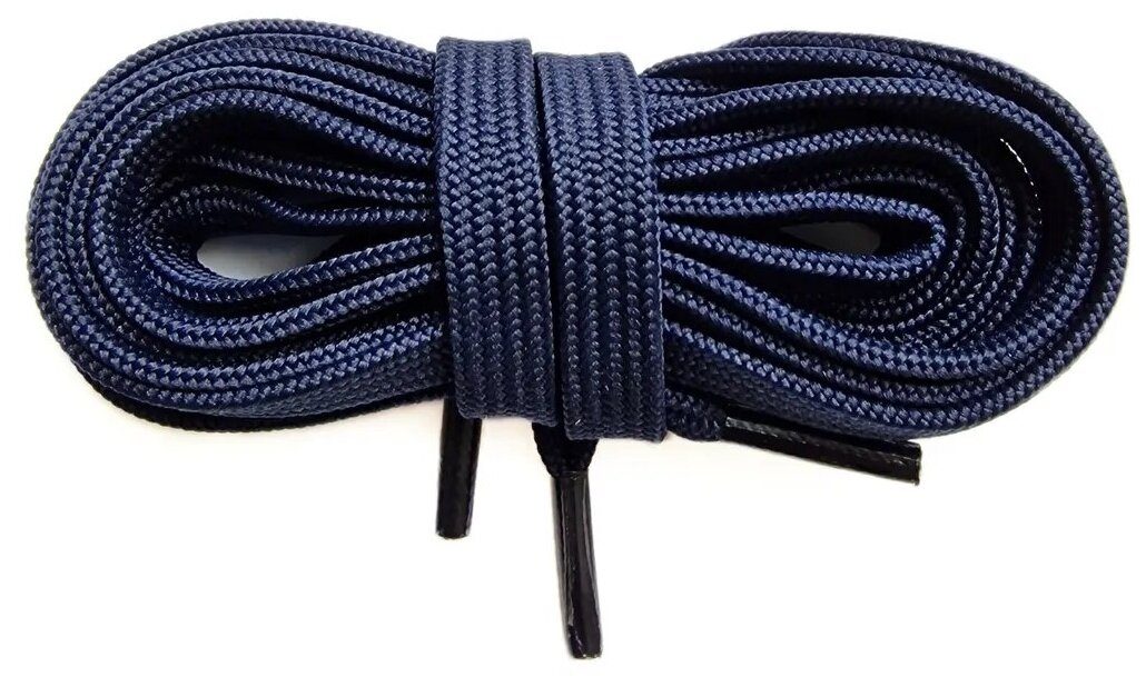 Шнурки для обуви LENKO темно-синие плоские 160 см, 7 мм, 1 пара, полиэстер — фото 1