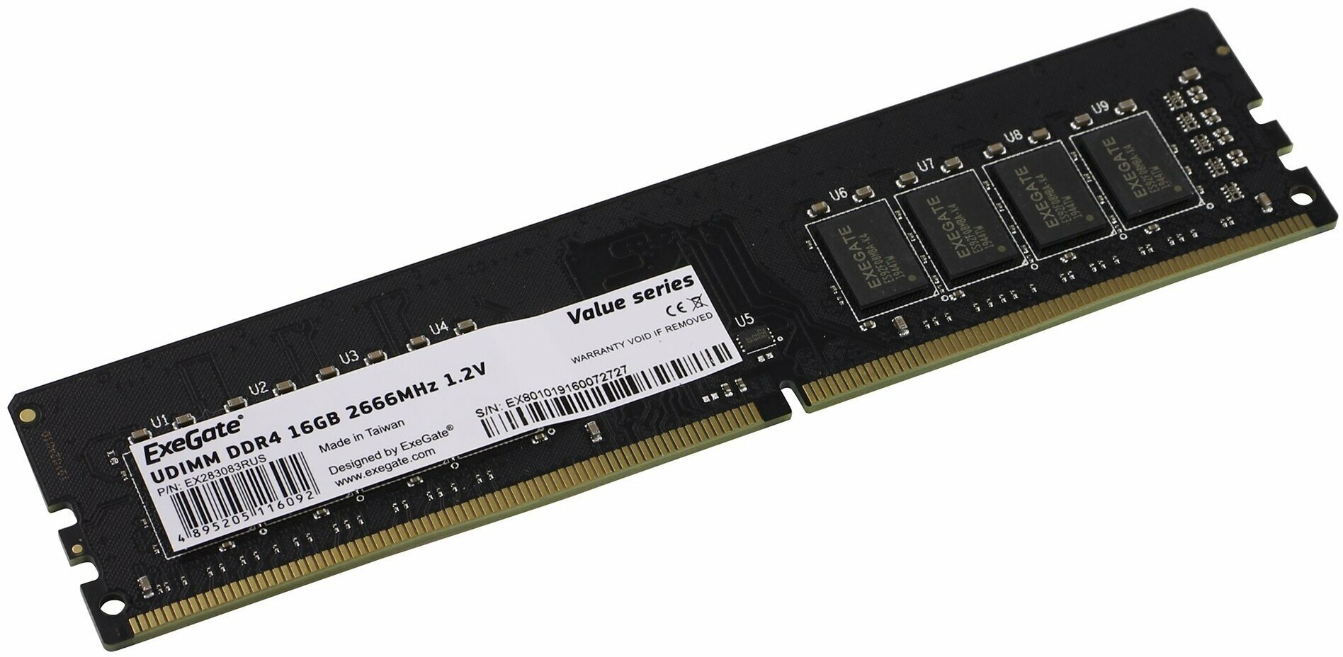 Оперативная память ExeGate DDR4 16Gb 2666MHz pc-21300 Value (EX283083RUS)
