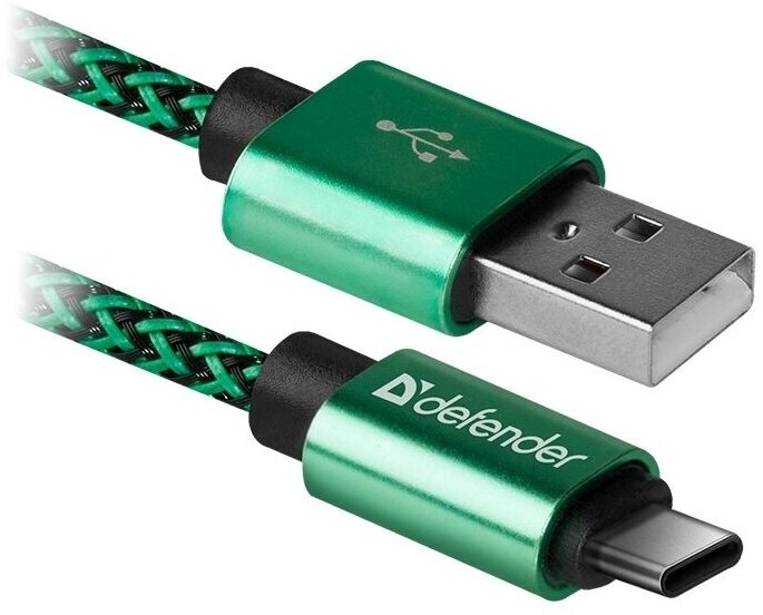 Defender Кабель USB2.0 A-Type-C Defender USB09-03T PRO 87816, зеленый (1.0м) (ret)